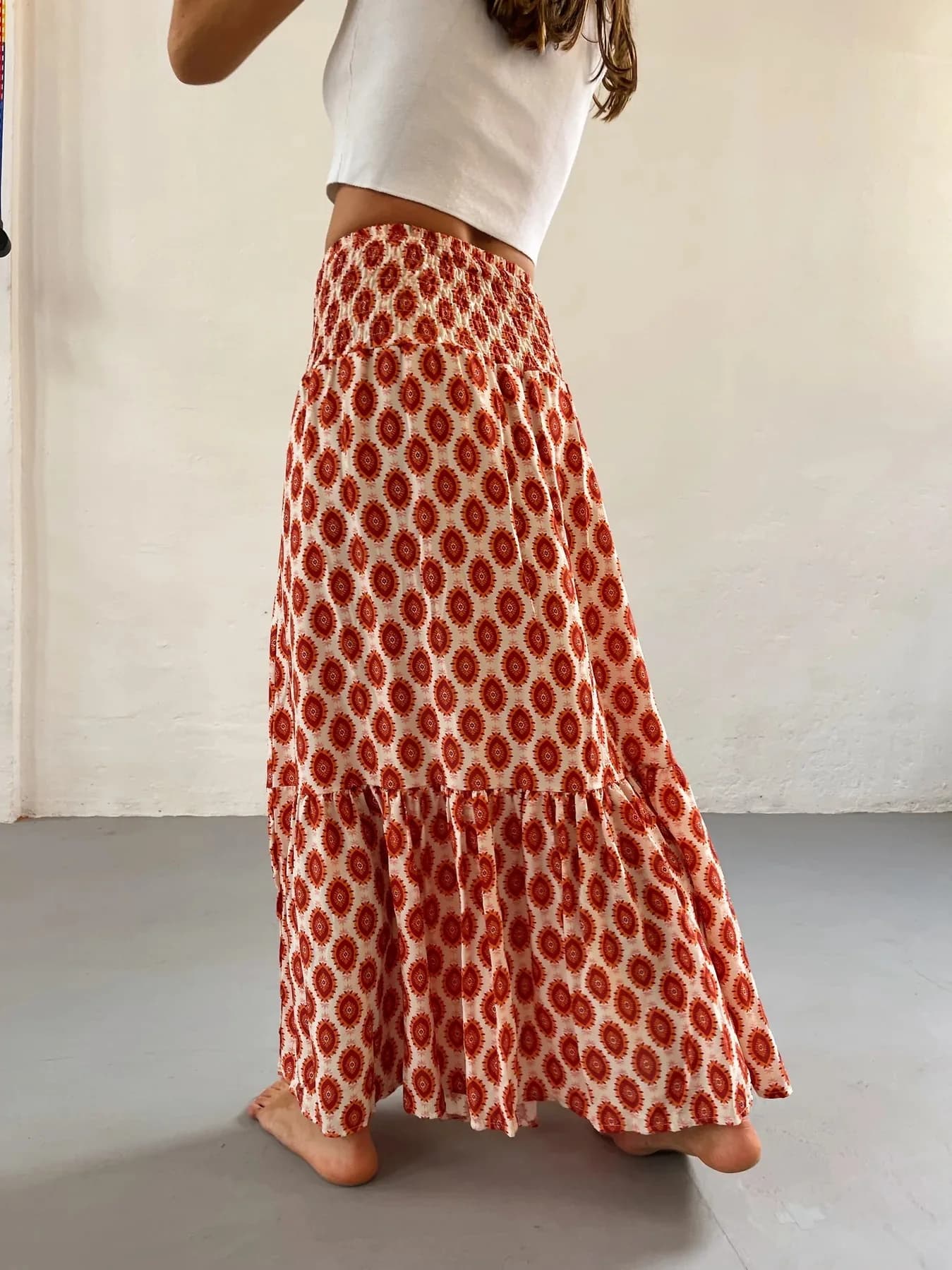 Women's Boho Floral Maxi Skirt