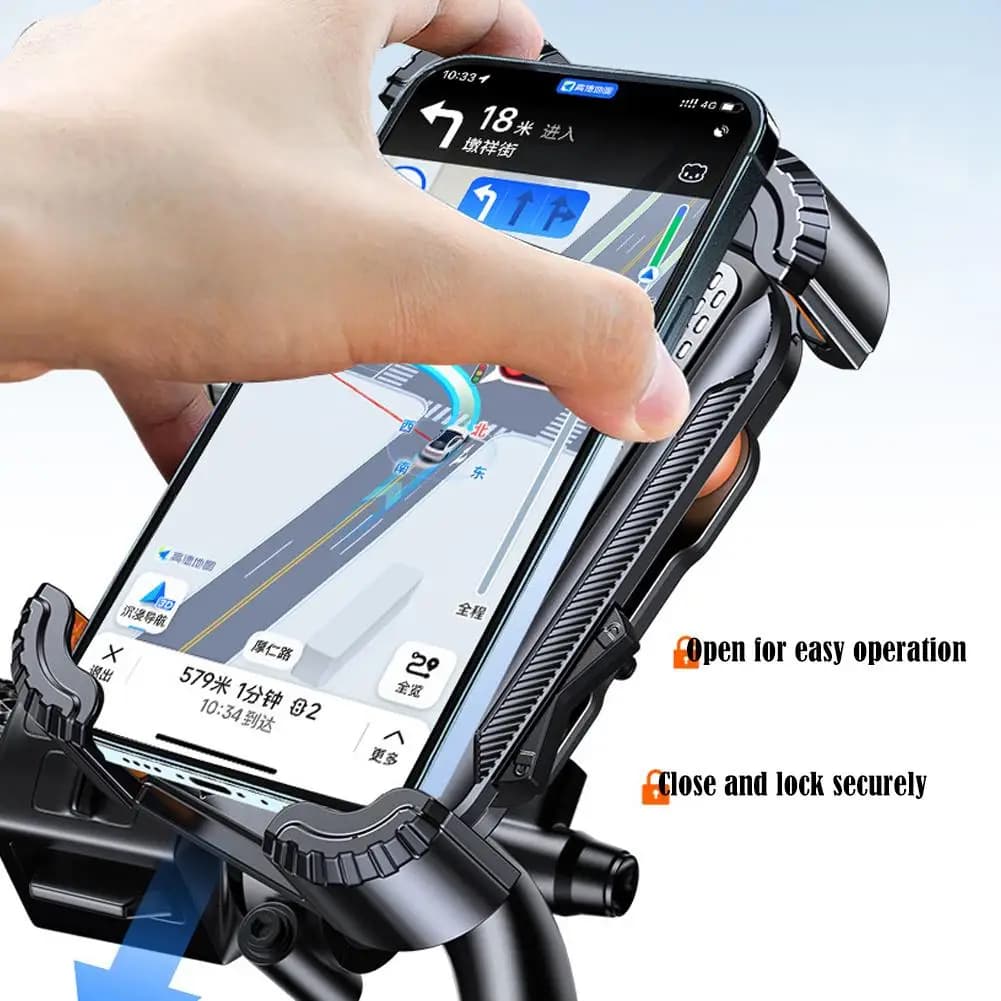 Bike Phone Holder for Handlebar, Motorcycle Phone Mount, Shock Absorbing Anti-Shake Phone Mount for Bike Scooter Motorcycle