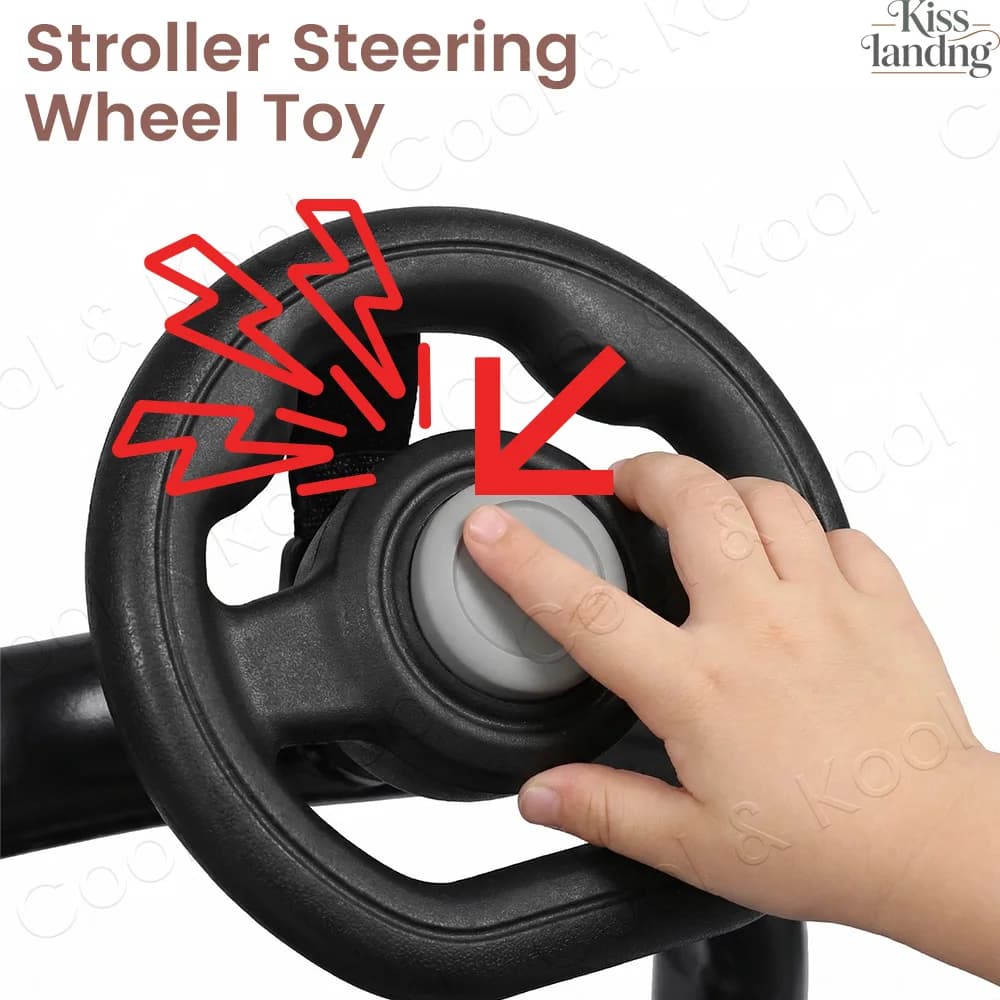 Stroller Steering Wheel with 360° Rotation