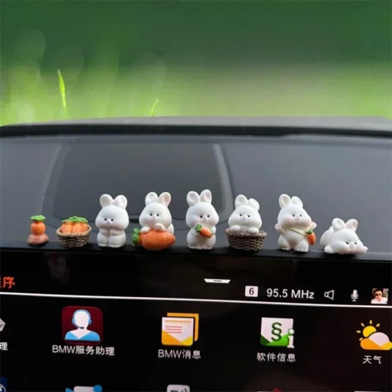 New Car Interior Accessories Cartoon Cute Bunny Car Ornaments Car Center Console Car Decoration Supplies