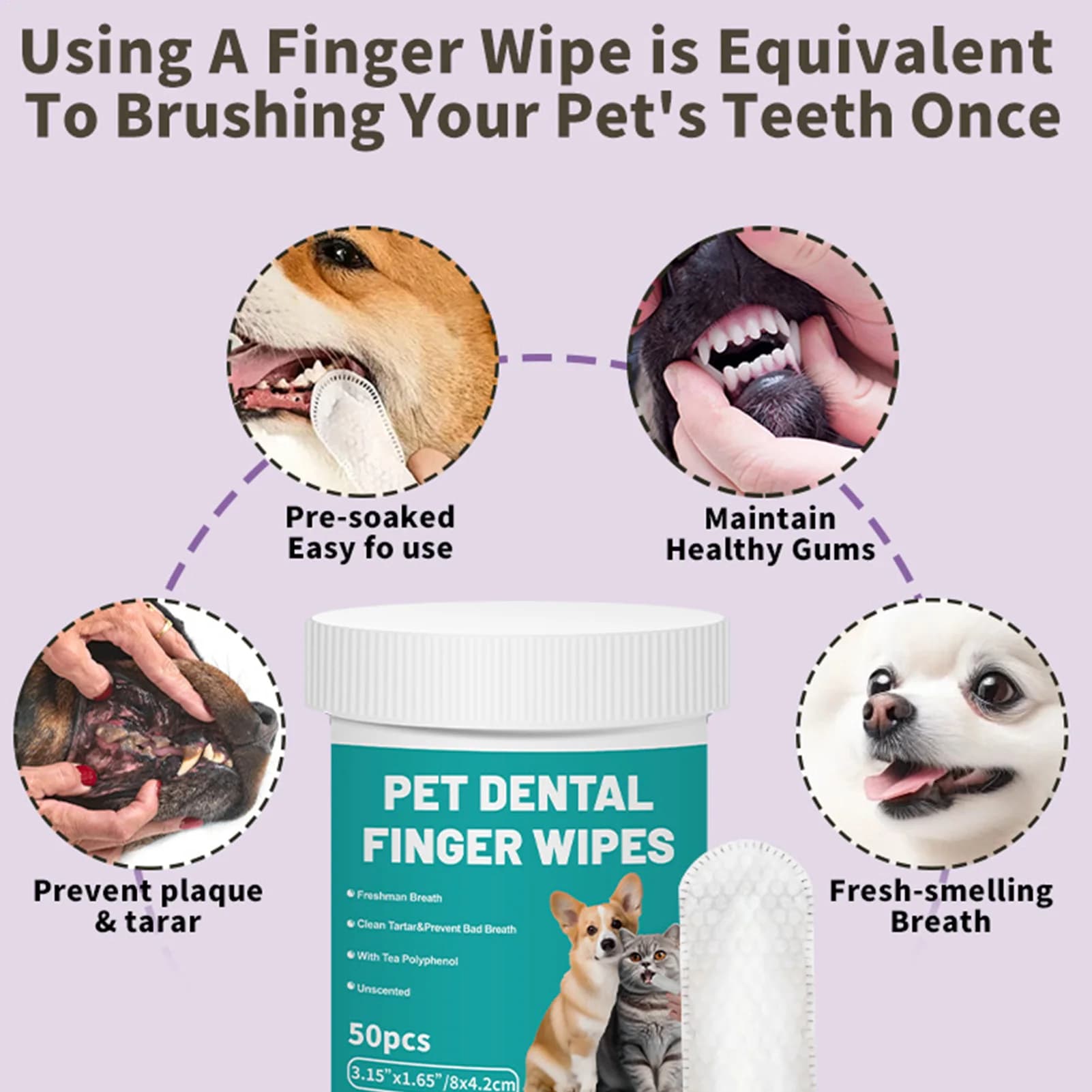 Dog and Cat Teeth Cleaning Finger Wipes
