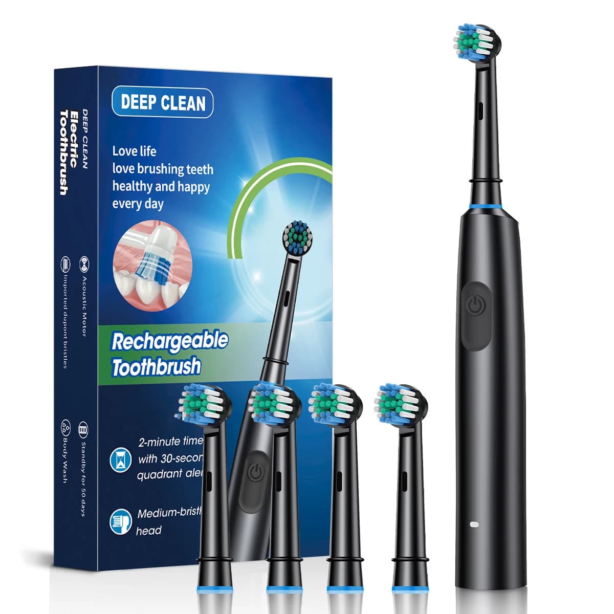 Electric Rotary Toothbrush with Timer and Heads