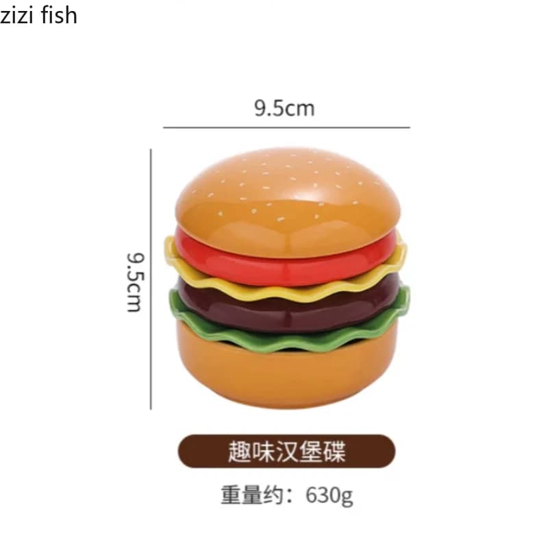 Ceramic Burger Plate Set With Dipping Dishes