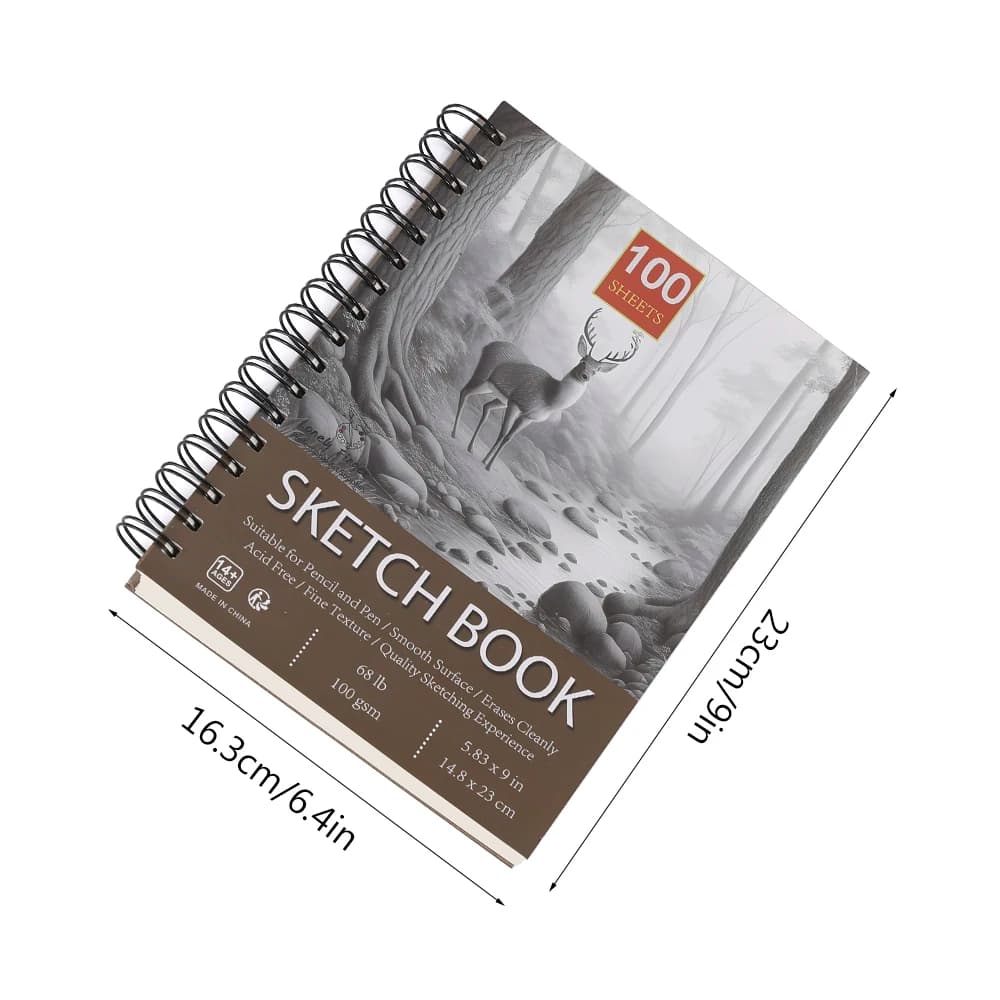 Professional Spiral Sketch Book, Hardback, 100 Sheets