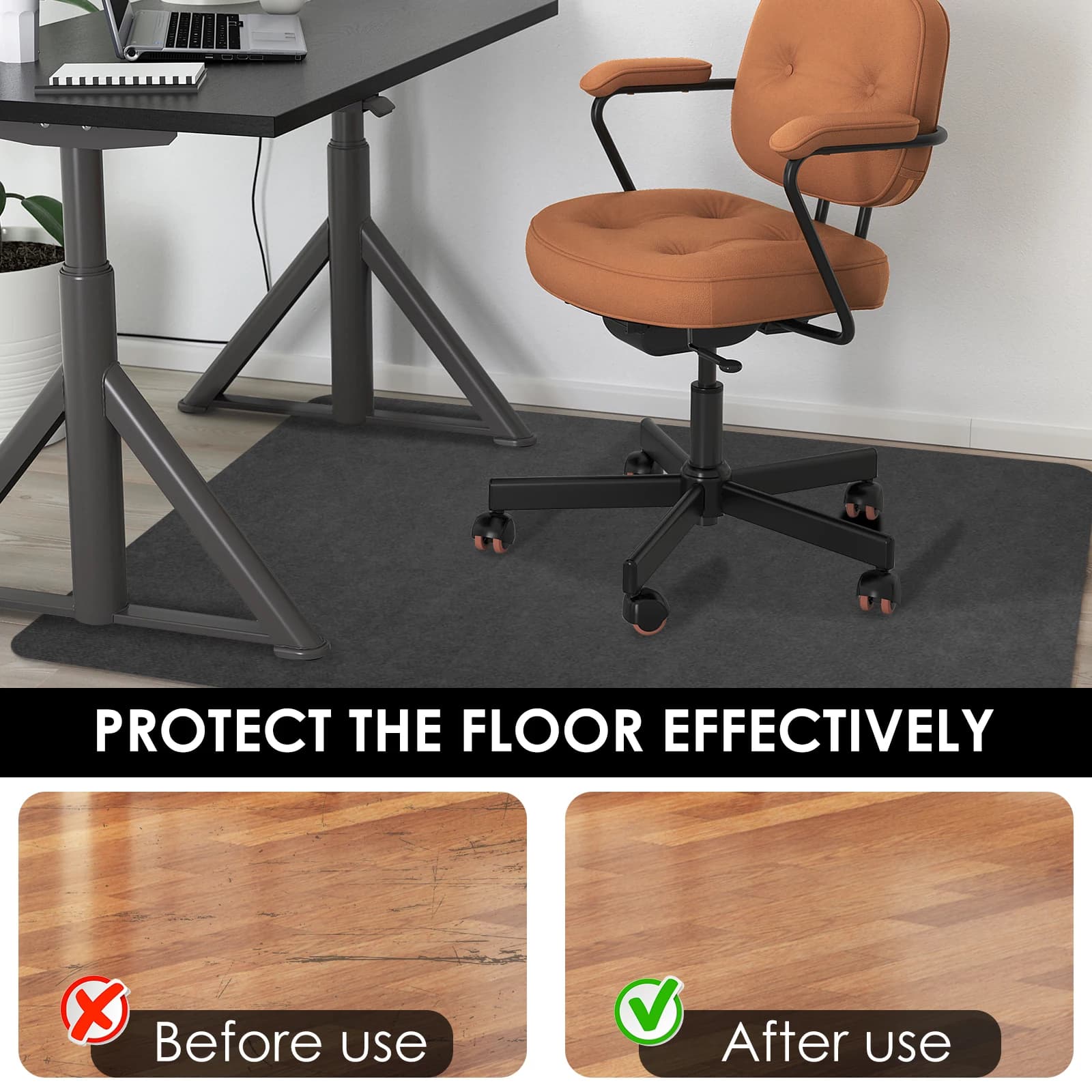 Office Rolling Chair Mat Anti-Slip Floor Protector