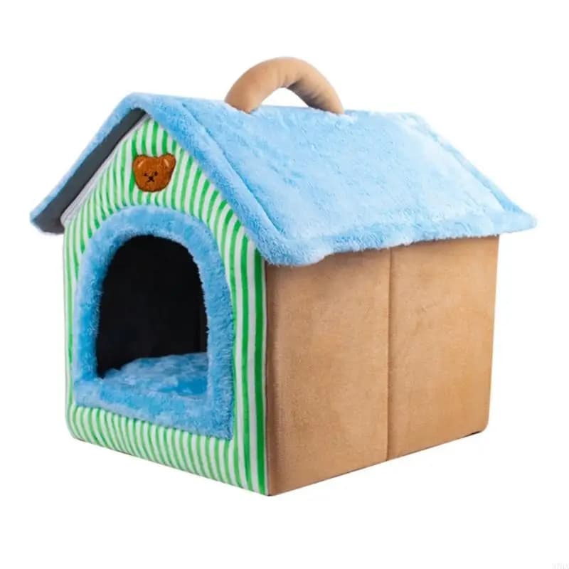 Small Dog House-Style Indoor Bed with Lift-Out Pad
