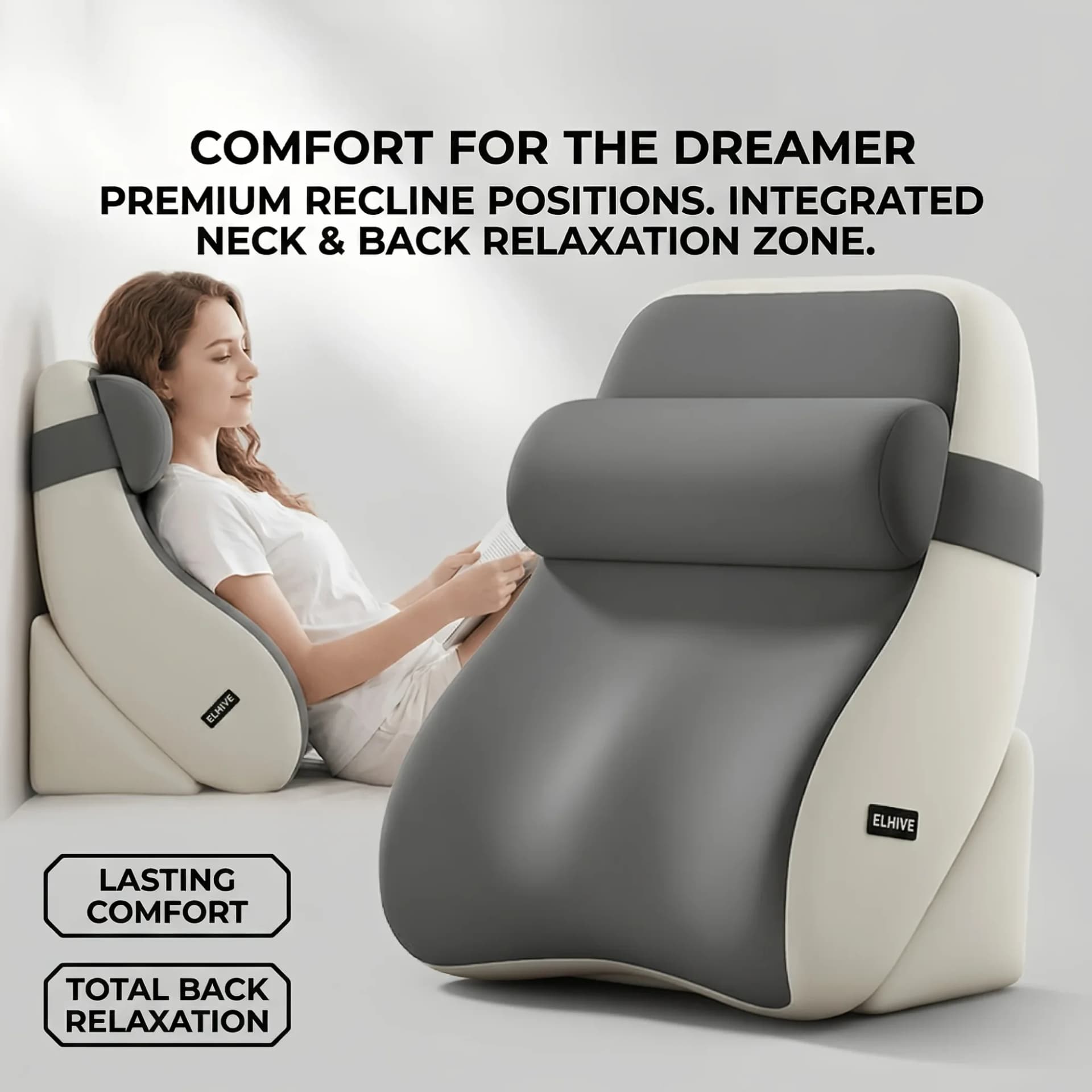 Large Memory Foam Reading Pillow with Adjustable Wedge