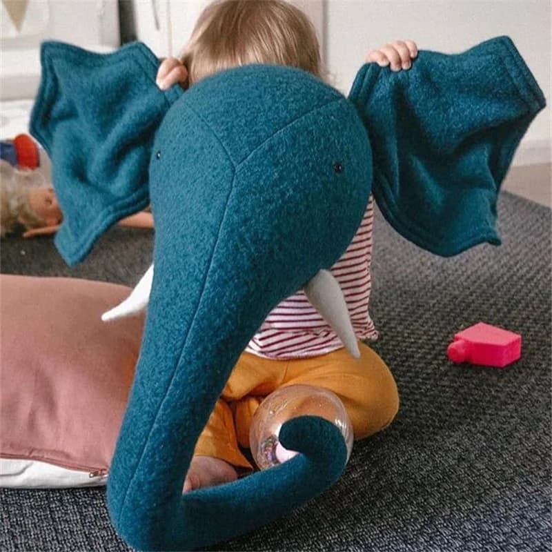 Kids Room Decoration 3D Cartoon Animal Head Wall Hanging Decor Elephant Deer Unicorn Stuffed Toys For Children Bedroom Decor