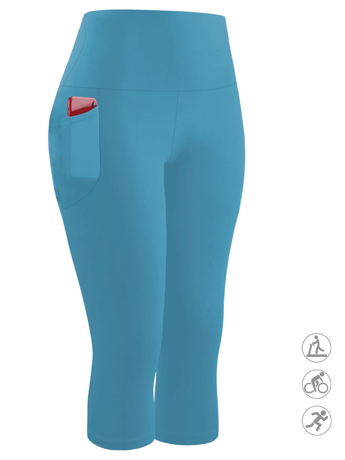 High-Waisted Workout Capri Pants with Pockets