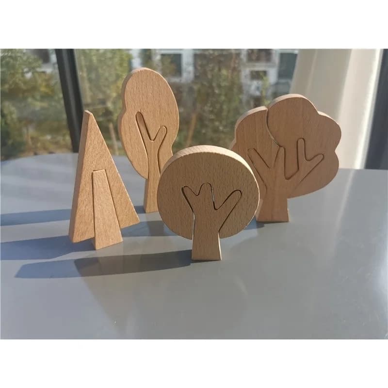 Wooden Rainbow Tree Building Blocks Set