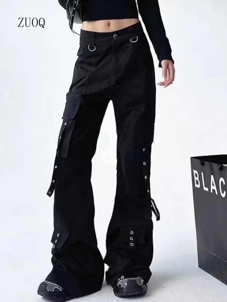Black Straight-Leg Work Pants for Women
