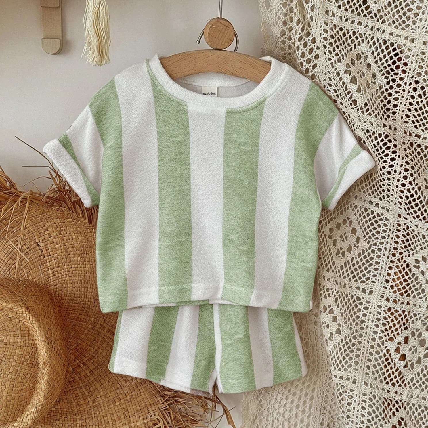 Kids Striped Short-Sleeve T-Shirt and Shorts Set