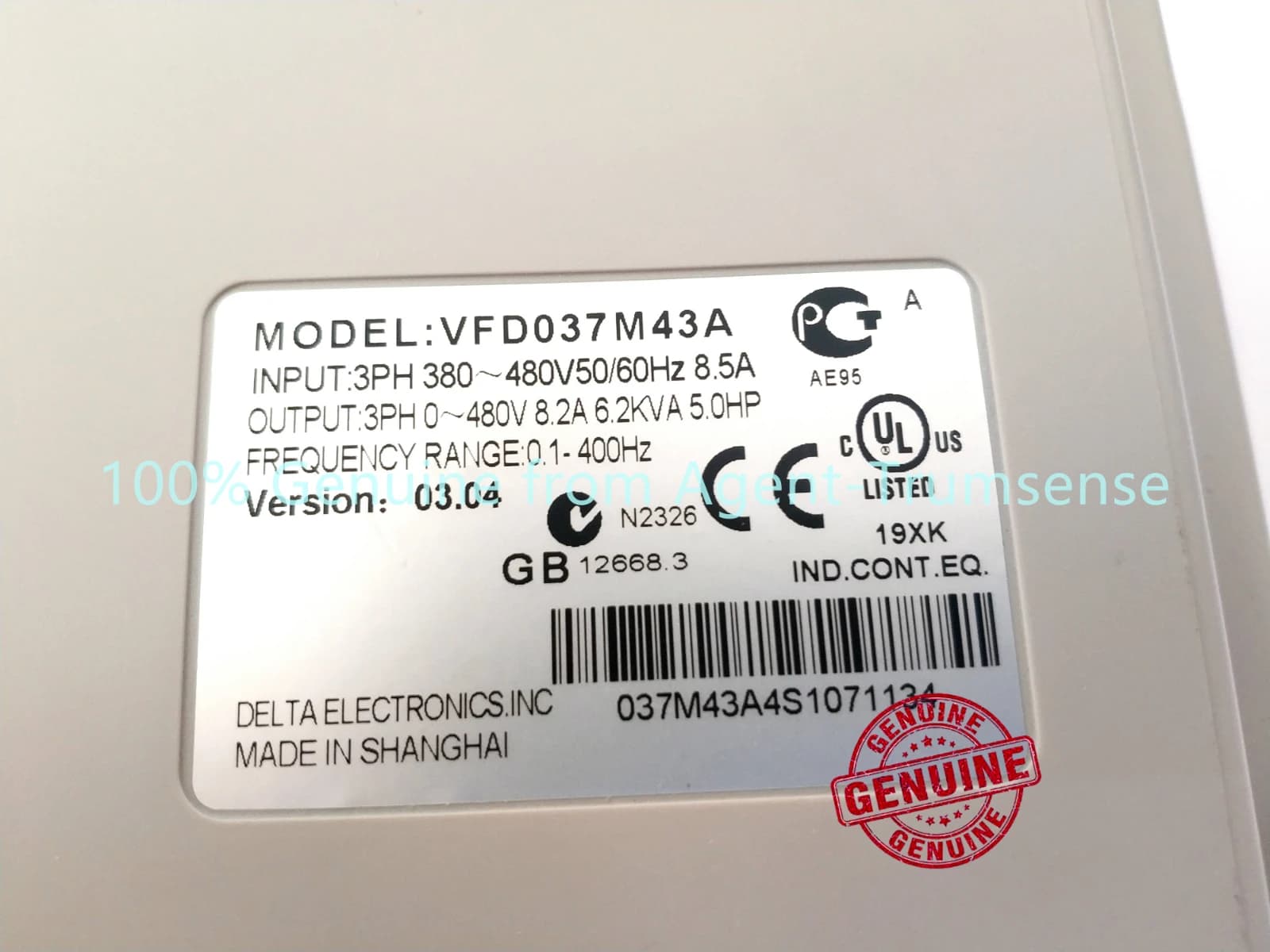 Delta Inverter 3.7 KW VFD037M43A 3 Phase 380V to 460V Rated 8.2A 100% New 3700 W VFD Series Variable Speed AC Motor Drive