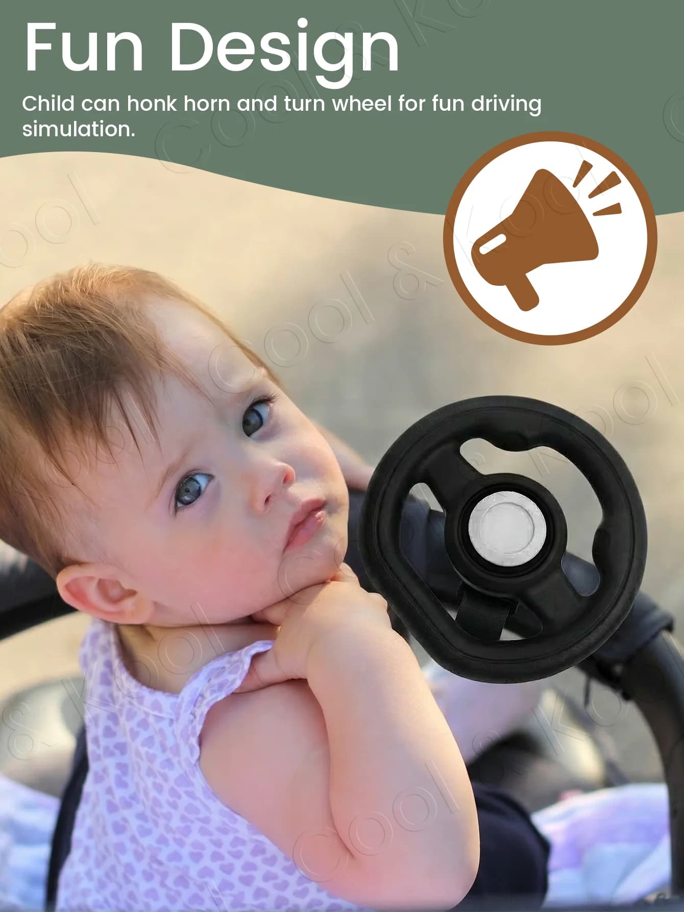 Stroller Steering Wheel with 360° Rotation