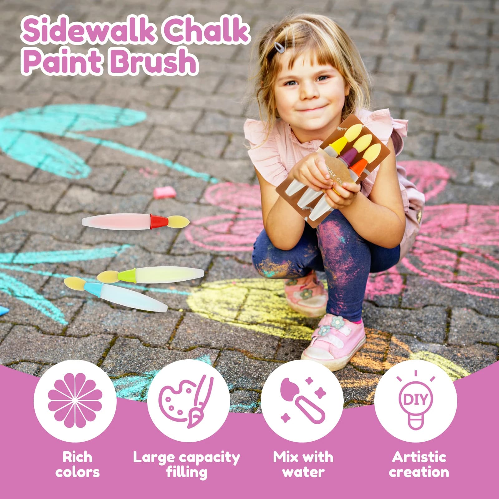 Chalk Paint Brush Set for Sidewalk Art