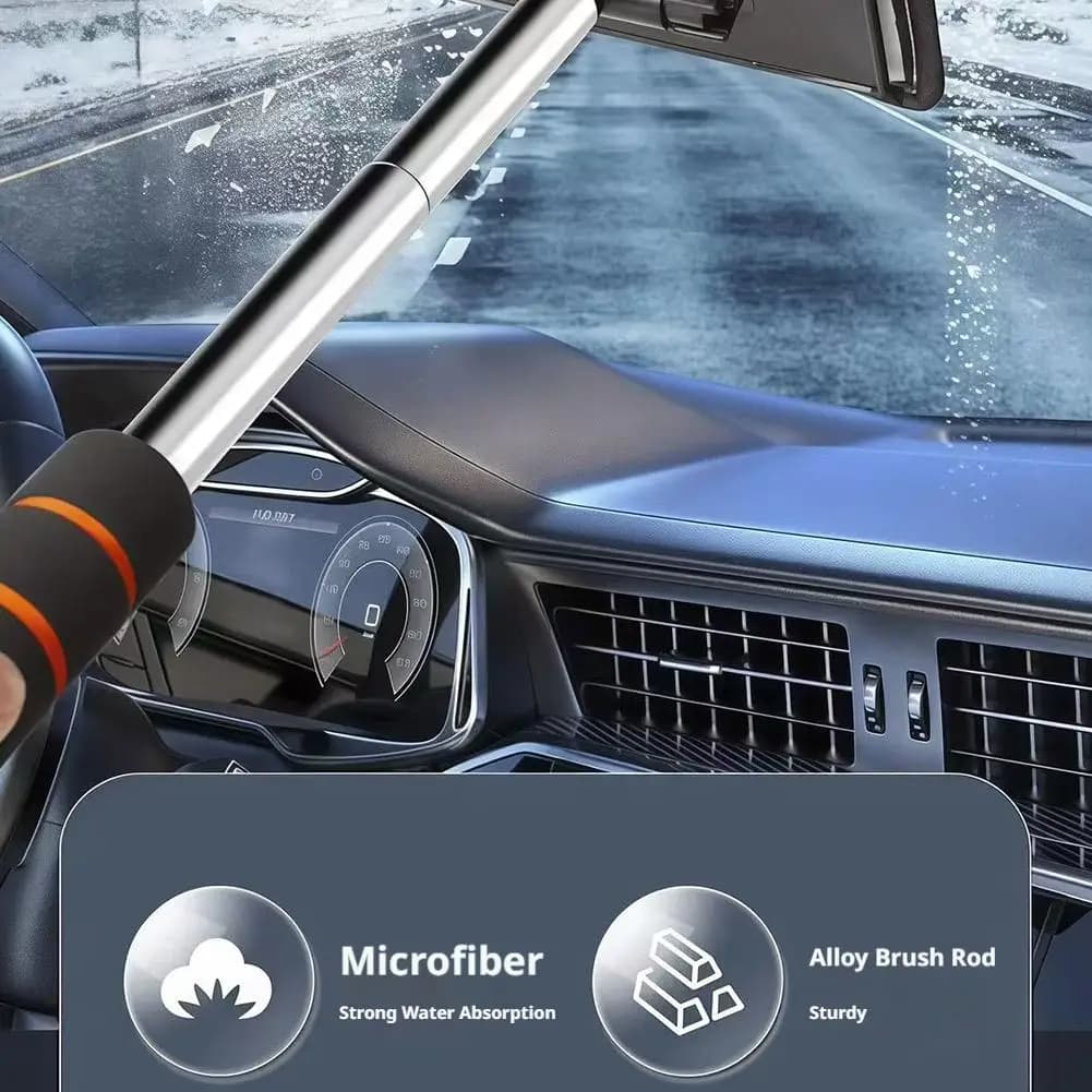 Automobile Windshield Cleaning Tools  Water Scraping Telescopic Handle Window Glass Wiper Auto Cleaning Cloth Brush