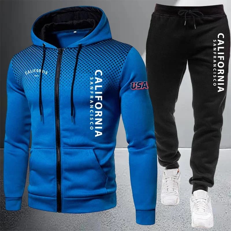 Men's Casual Zip Hooded Tracksuit