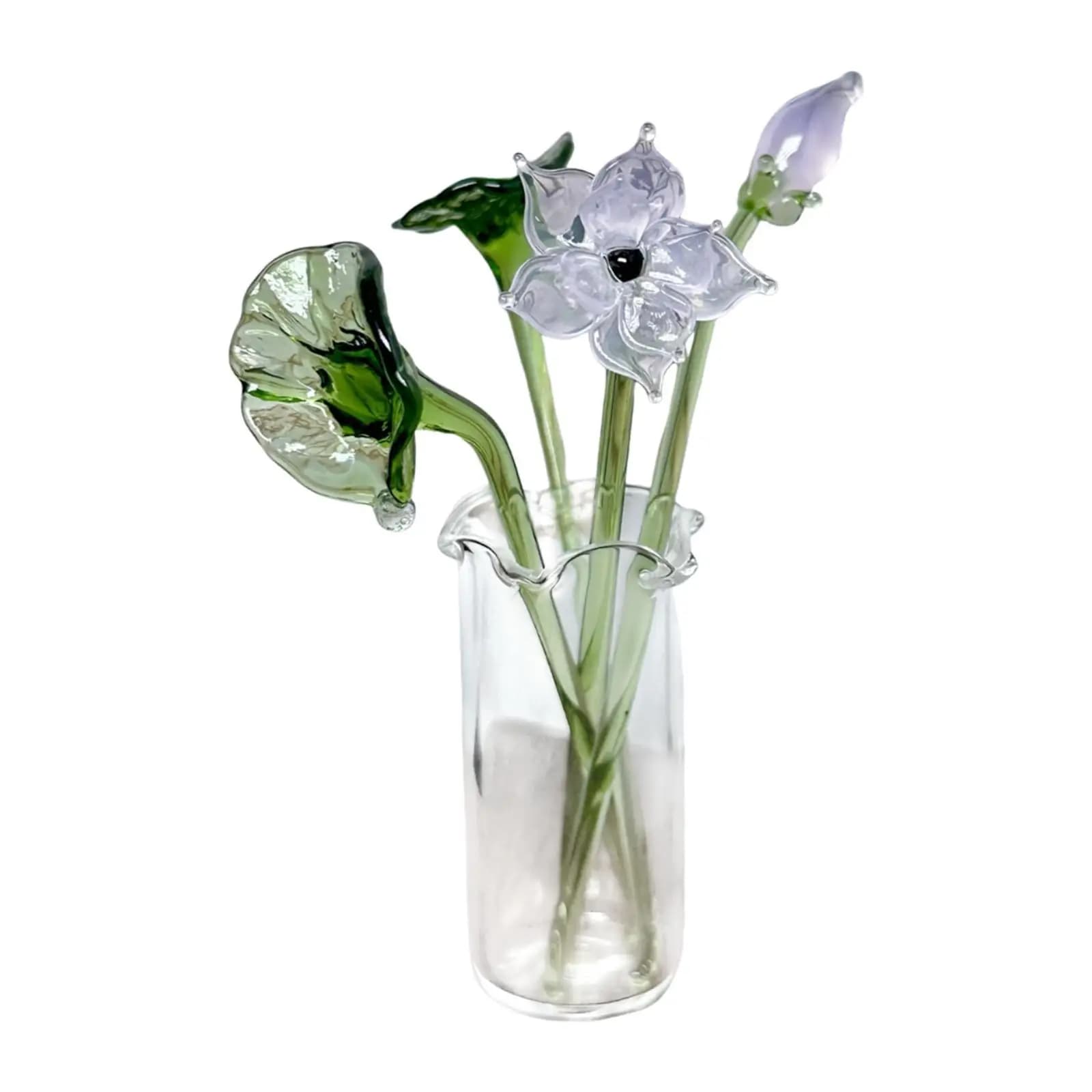 Glass Flowers Figurine with Vase