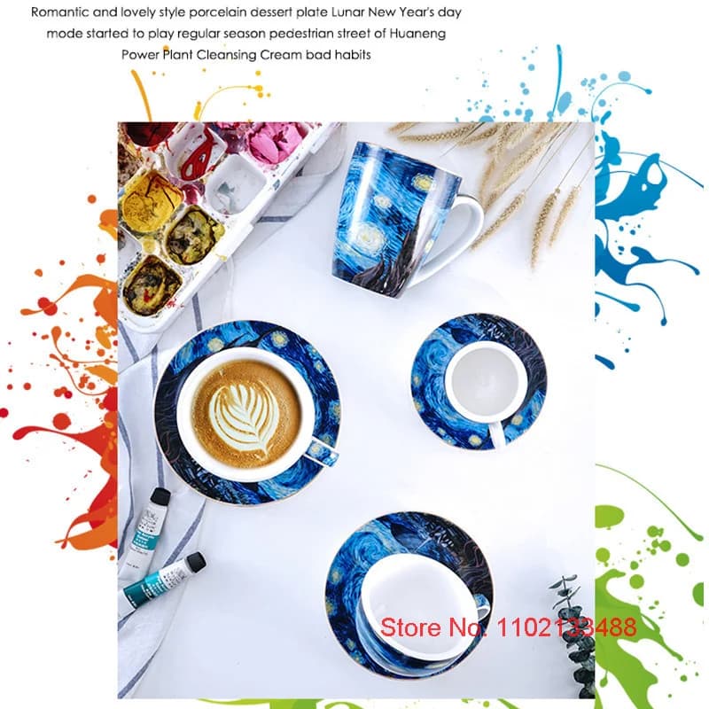 Van Gogh Starry Night Ceramic Coffee Cup Set