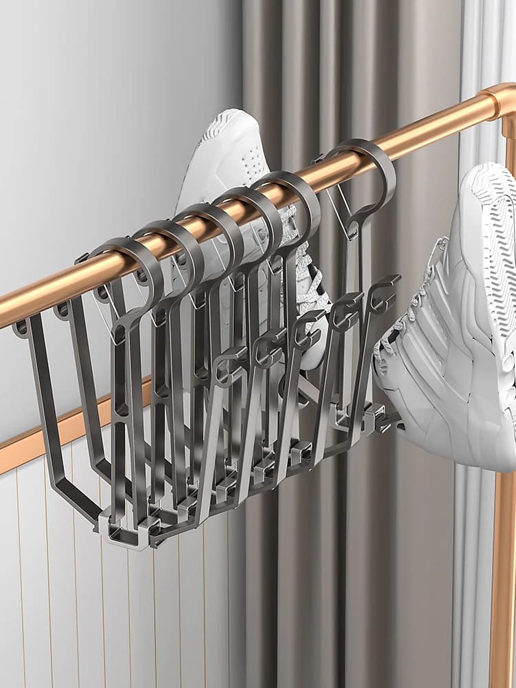 Foldable Shoe Drying Rack with Hooks