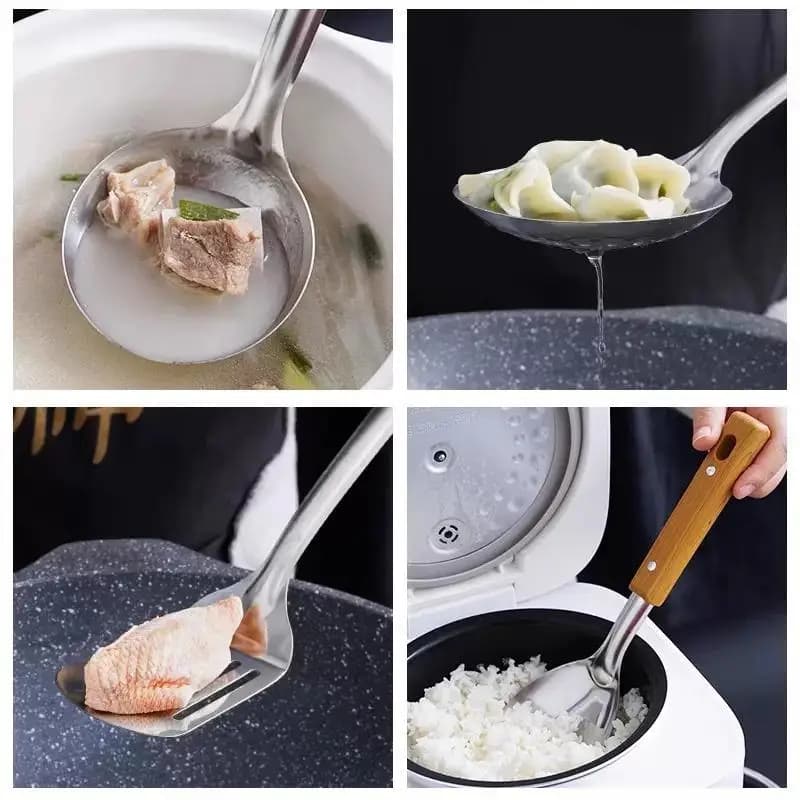 Stainless Steel Wok Spatula with Wooden Handle