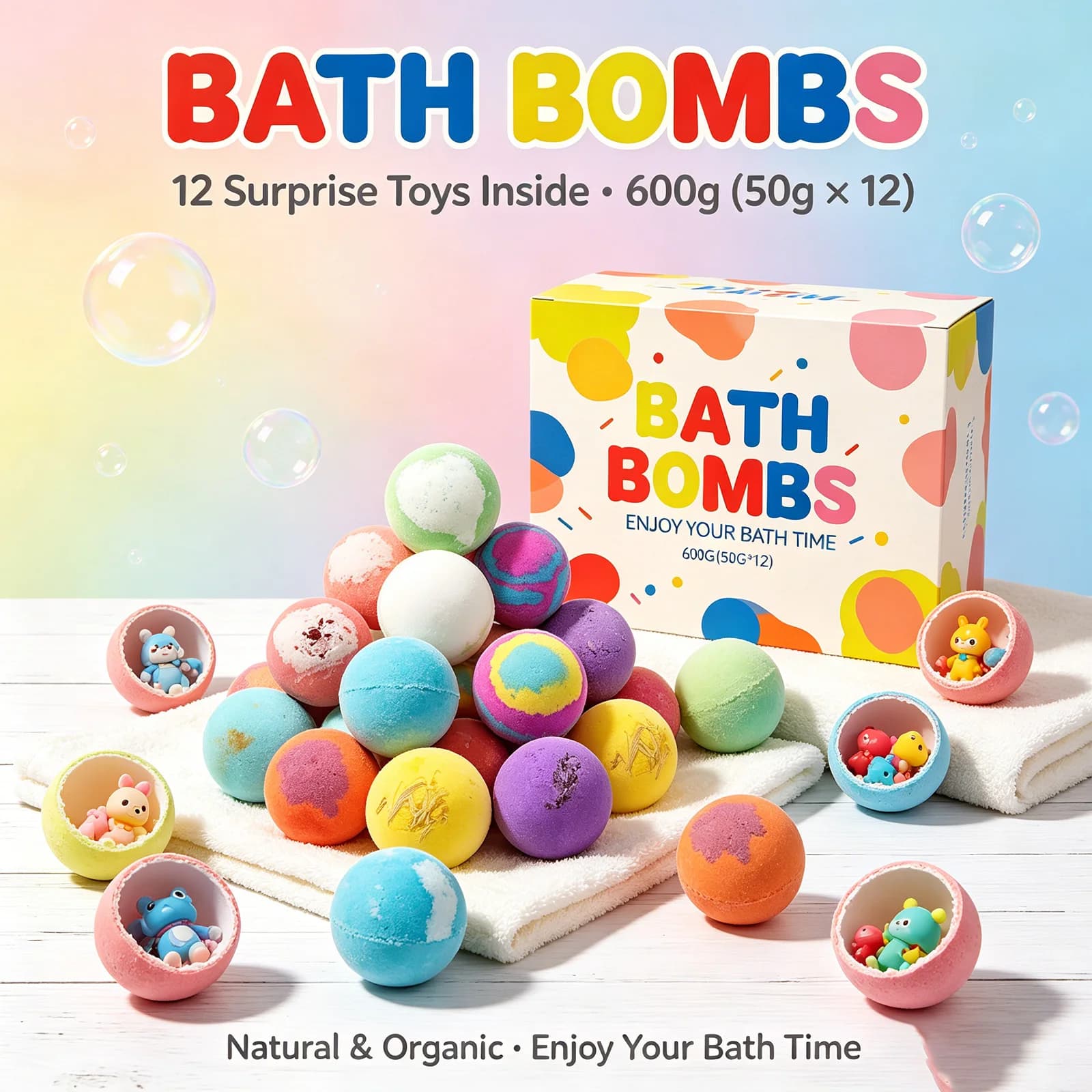 Bath Bombs Set with Surprise Toys Inside
