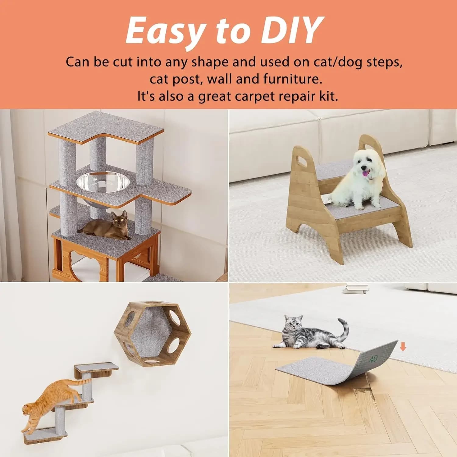 Self-Adhesive Cat Scratching Furniture Protector Mat