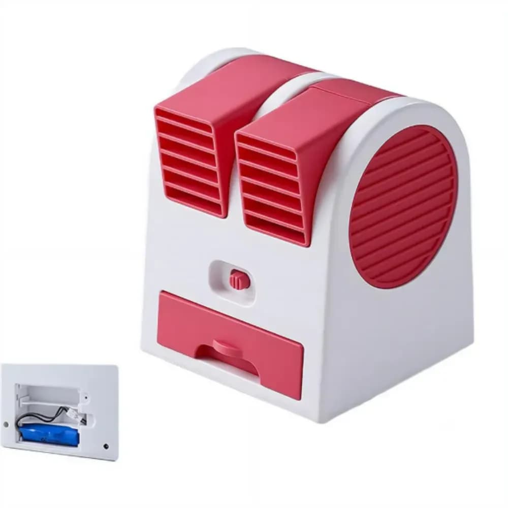 Portable Dual-Outlet Ice Cooling Desk Fan