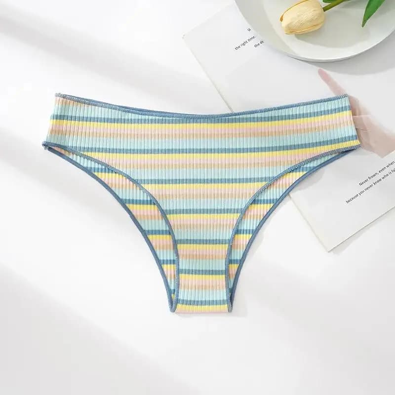 Colorful Striped Cotton Low-Waist Briefs