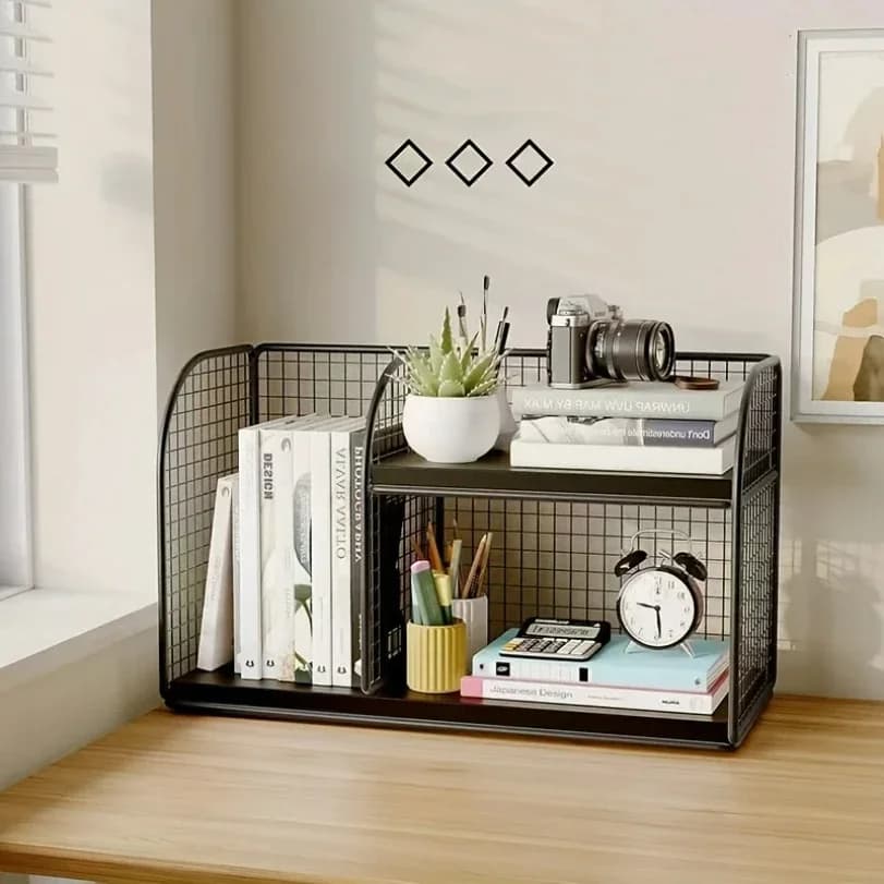 Desktop Bookshelf Tiered Desk Organizer