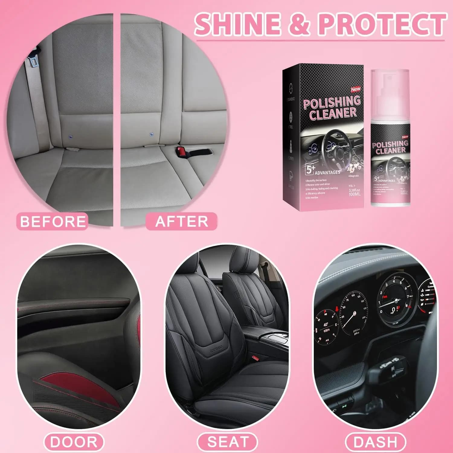Car Interior Cleaner, Vehicle Interior Polish, 100ml Car Interior Cleaner, Interior Detailer Spray, Total Car Interior Cleaner