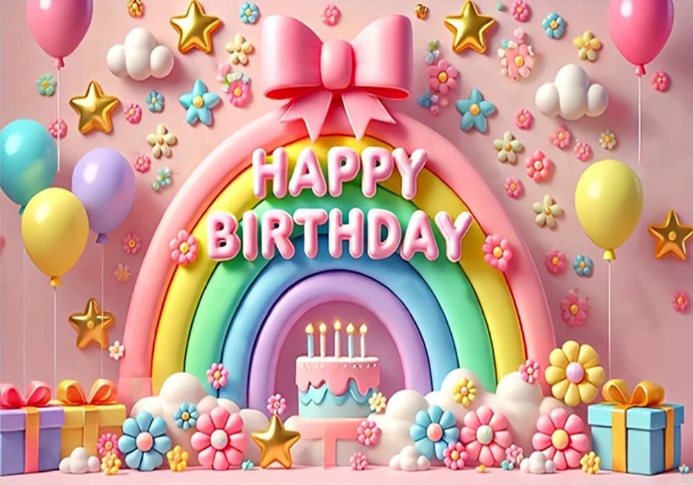 Rainbow Birthday Backdrop Banner