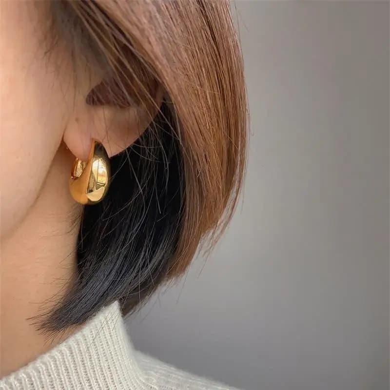Rose Gold Plated Geometric Hoop Earrings