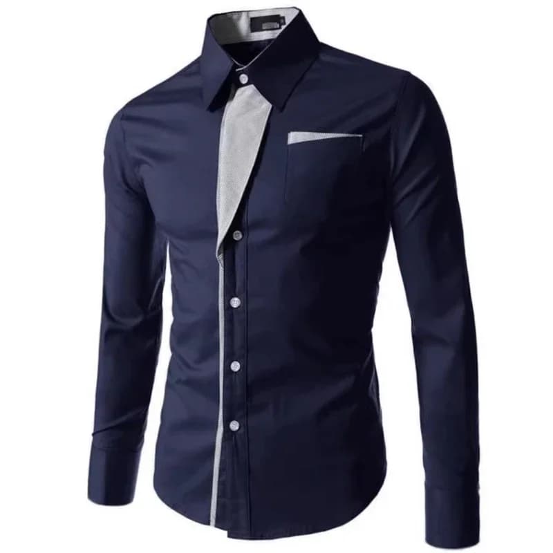 Men's Slim-Fit Long Sleeve Business Shirt