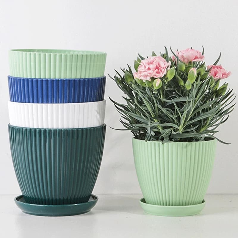 Plastic Indoor Planter Pot with Tray