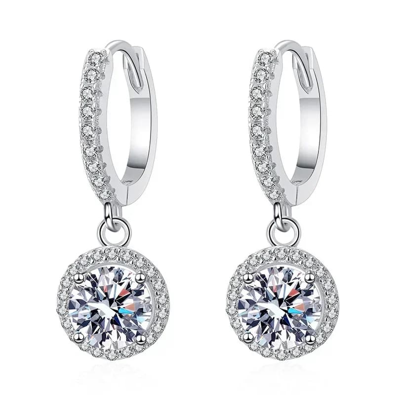 Sterling Silver Moissanite Round Earrings