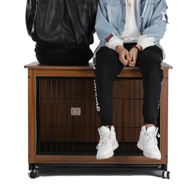 Wooden Dog Crate with Litter Box Pen