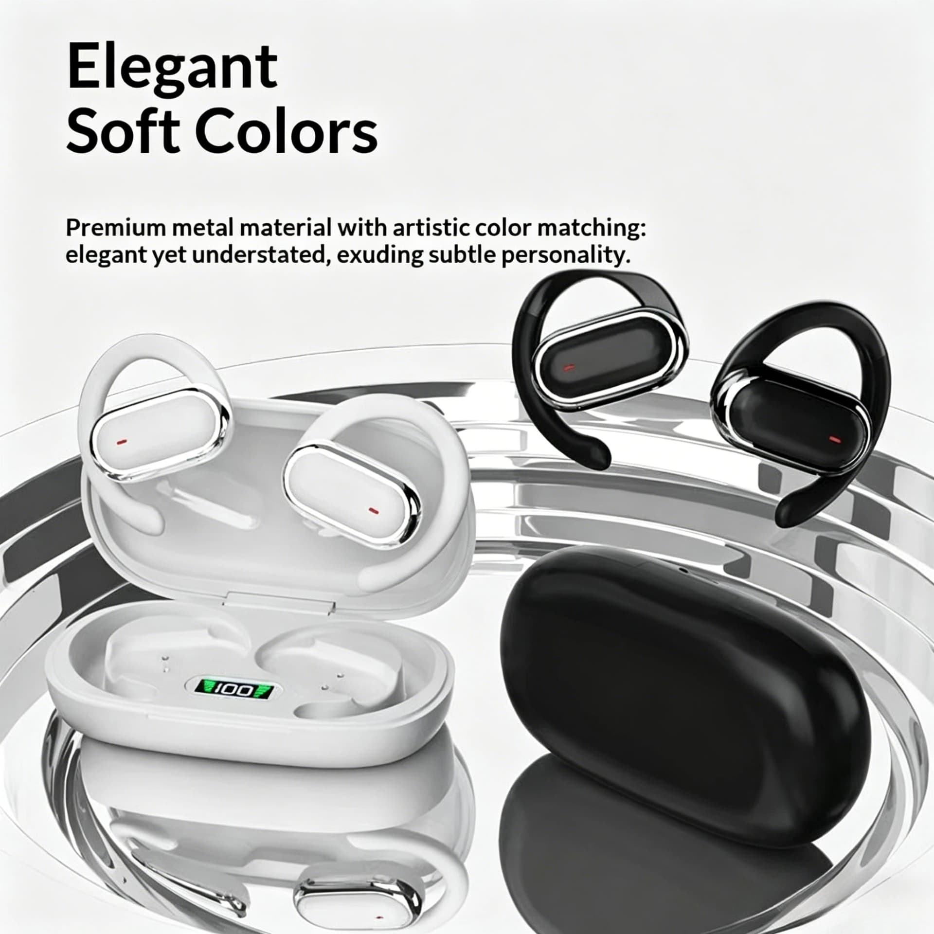 Wireless OWS Earhook Microphone Earphones with Smart LED Display Bluetooth 5.3 Earbuds for Enhanced Sound Comfort Headphones