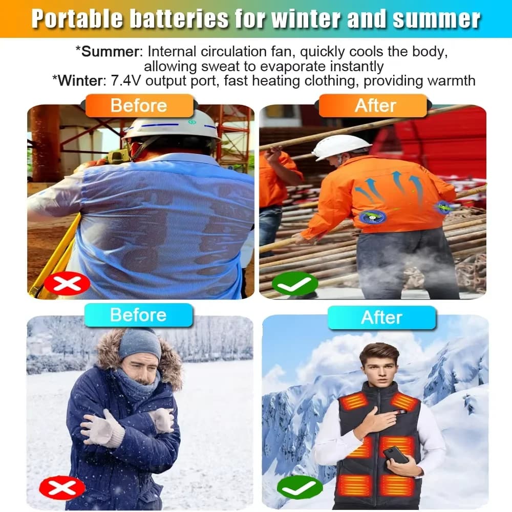 Dual-Mode Power Bank with Cooling Fan and Heated Vest Support