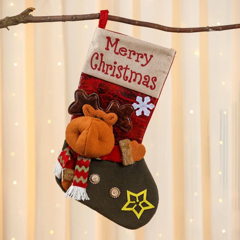 Large Plaid Christmas Stockings Set