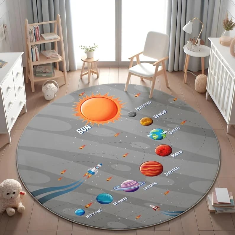 Planets Astronauts Round Play Mat