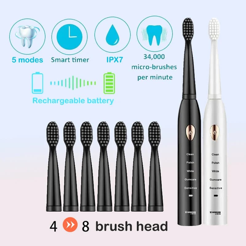 Electric Toothbrush USB Rechargeable IPX7 Waterproof