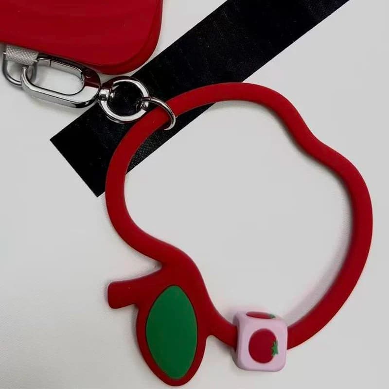 Red Phone Charm Accessories for IPhone 14 15 16 17 Pro Max Case