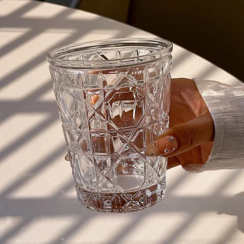 Diamond Pattern Drinking Glasses Set of 4