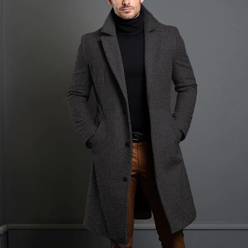 Men's Wool Trench Coat Mid-Length