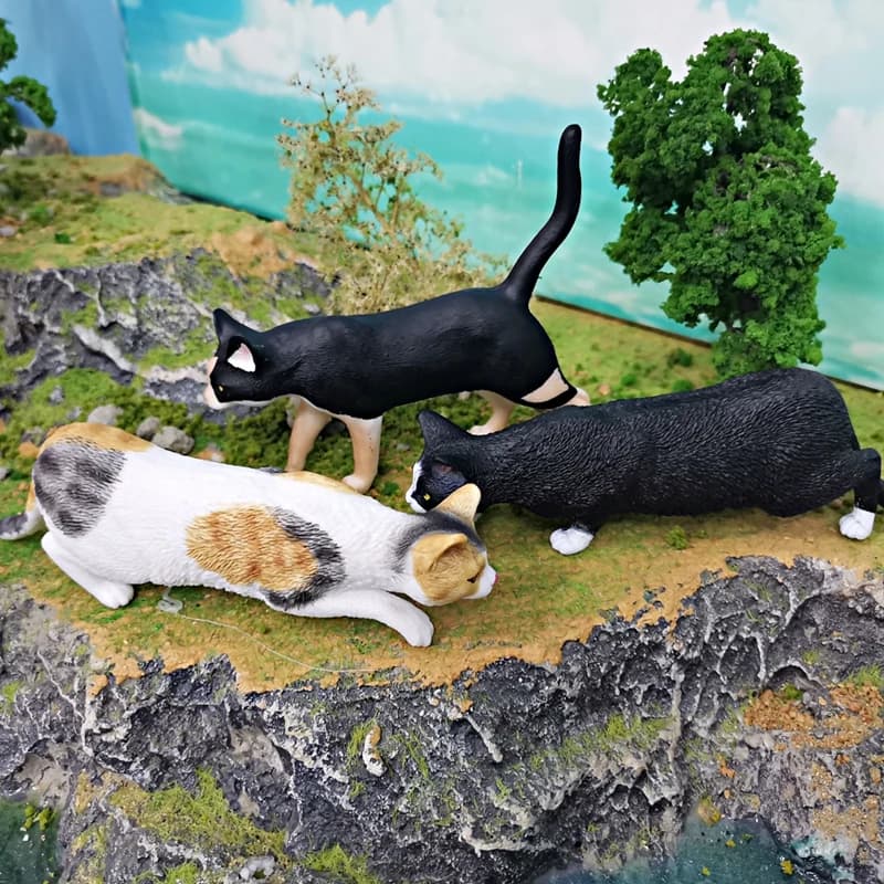 Simulation pet cat animal model Three Felinae cat black rural cat decoration ornament