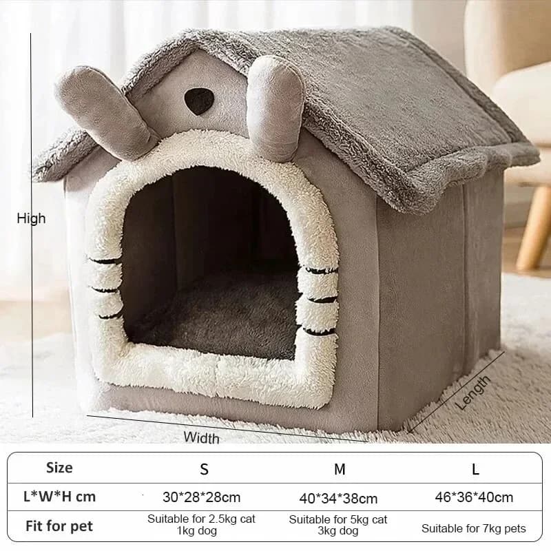 Warm Enclosed Pet Bed Tent with Washable Cushion