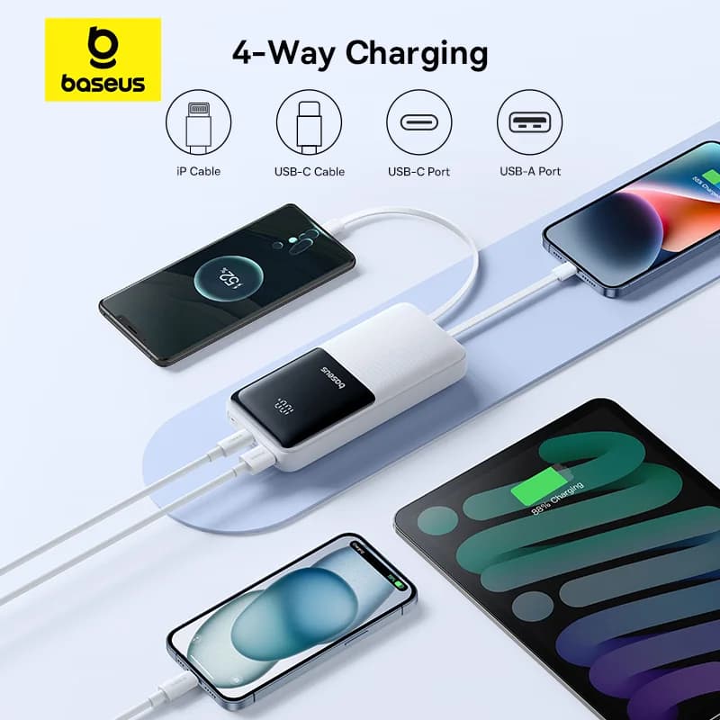 Dual Cable 20000mAh Power Bank with Fast Charging