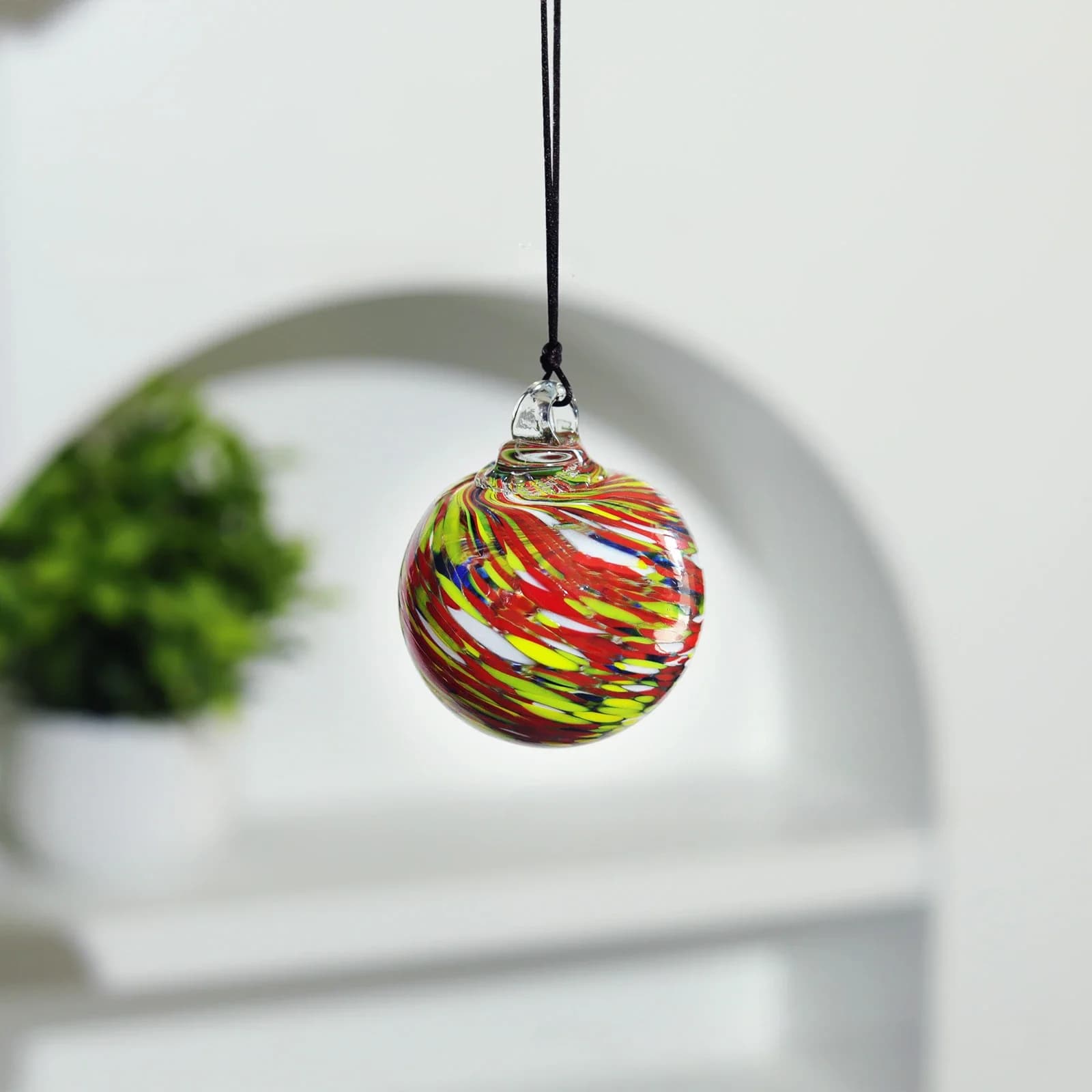 Hand-Blown Glass Hanging Ball Ornament