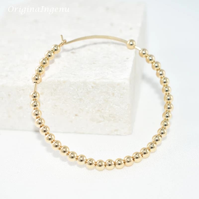Gold Filled Hoop Earrings with Beads